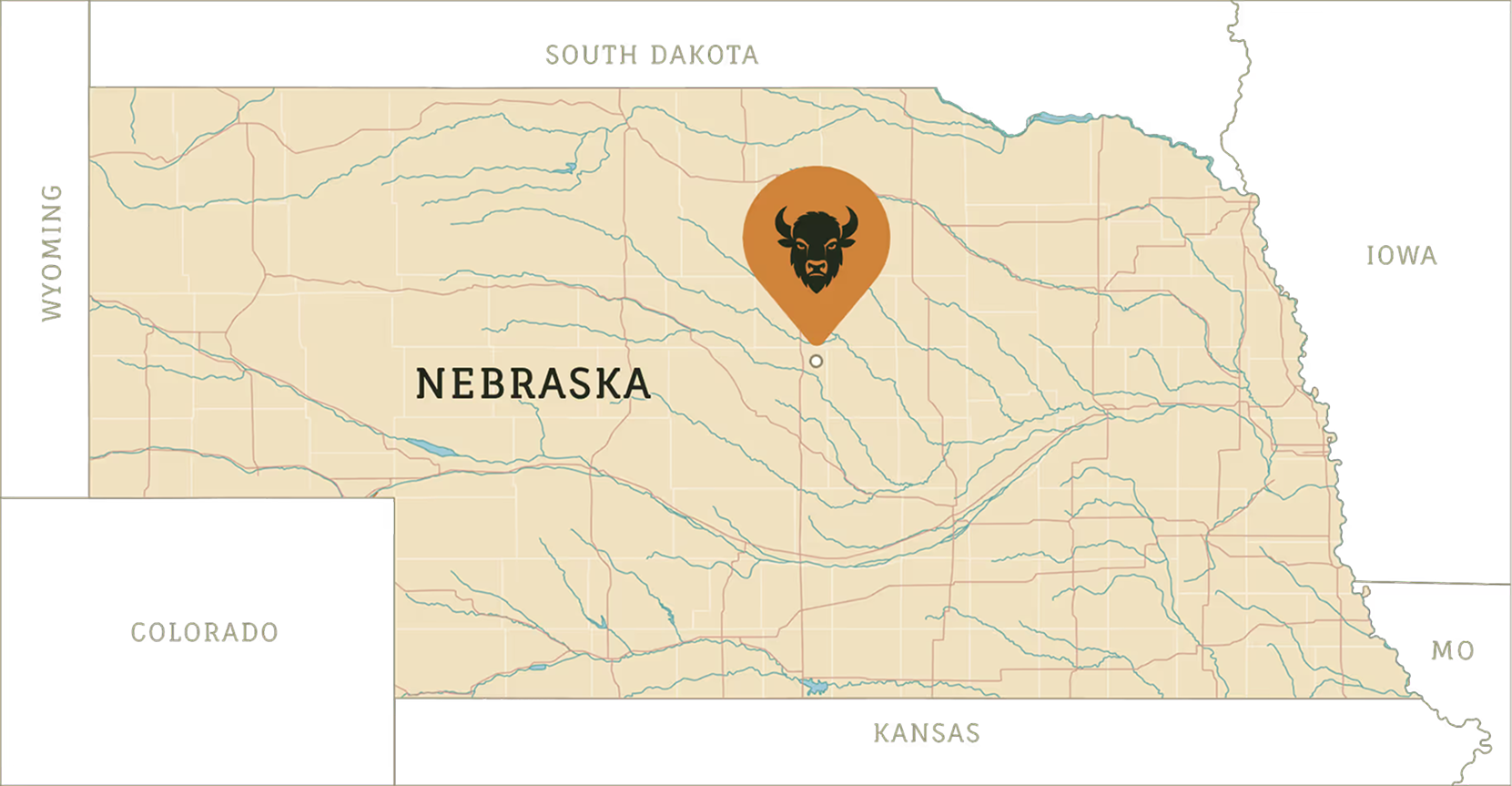 Nebraska map with marker